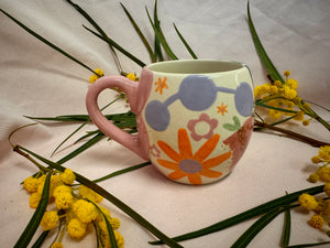 Mini Hug Mug ~ Pink Bottle Brush Florals