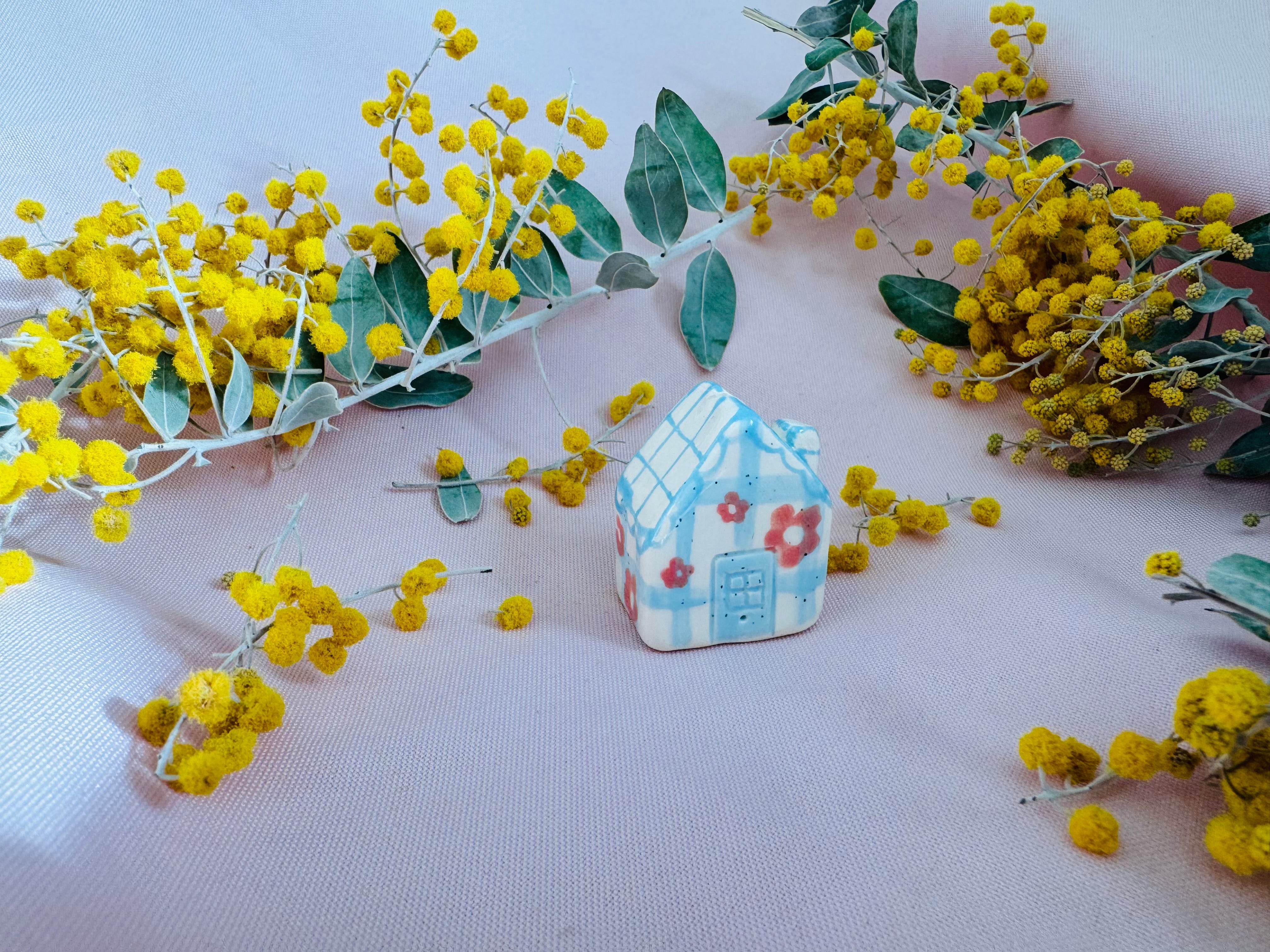 Ceramic House Tiny ~ Gingham