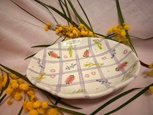 Organic Salad Bowl ~ Gingham Lilac Floras