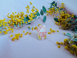 Ceramic House Tiny ~ Pink/ Wattle