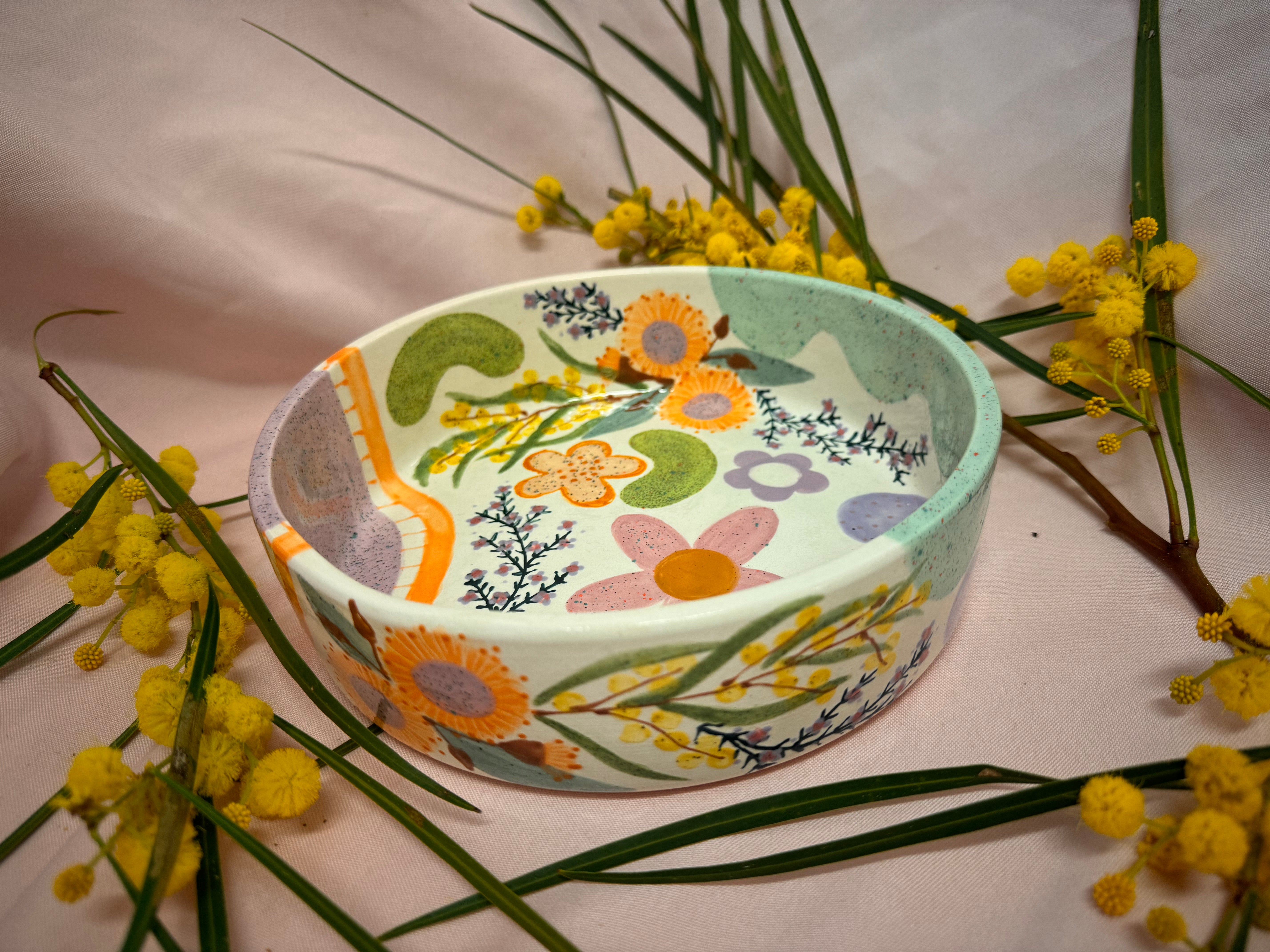 Flat Salad Bowl~ Mixed Forals