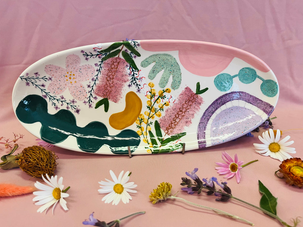 Painted to Order Oval Platter Sml ~ Floral Mix